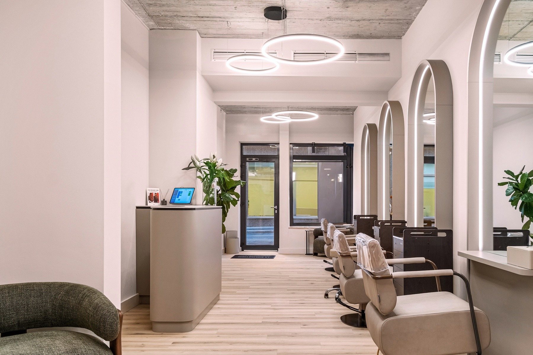 A refined salon interior suited to a city-centre beauty appointment